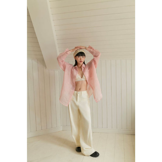 Nakedbyv Wide-Leg Cream Trousers (Pre-order)