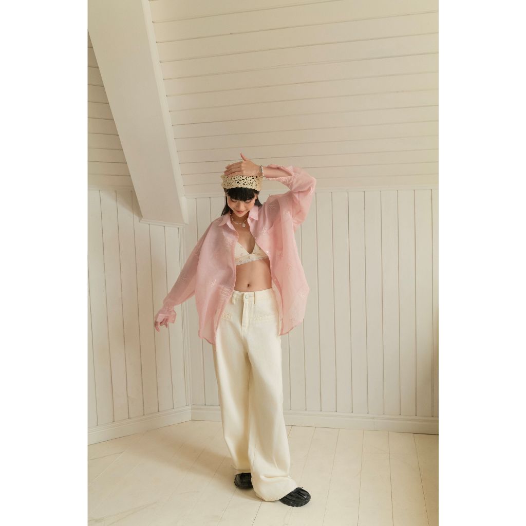 Nakedbyv Wide-Leg Cream Trousers (Pre-order)