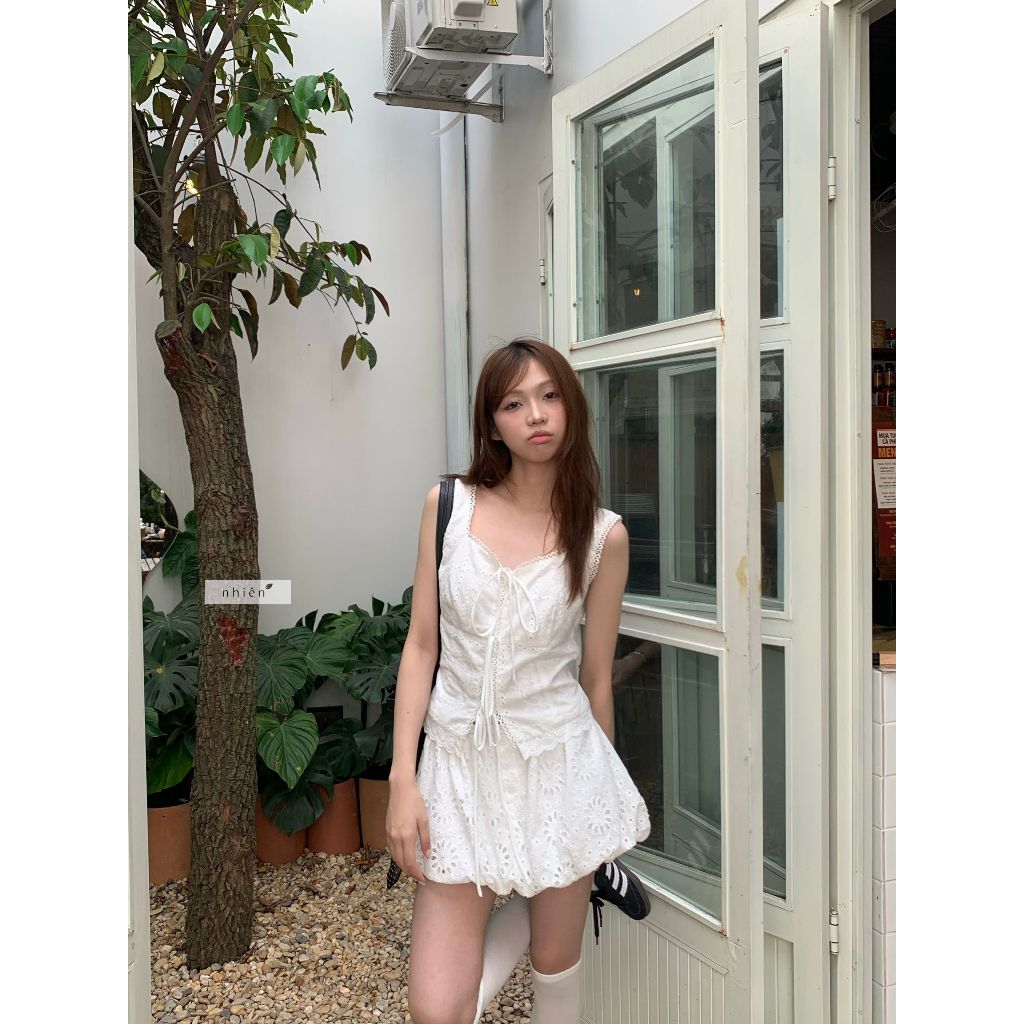 Nhien Vintage Ivory Bloom Skirt (Pre-order)