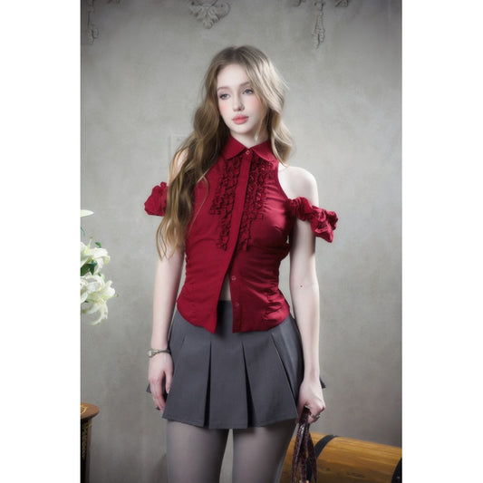 Mania Cutie Margaret Scarlet Top - Delivery in 48h