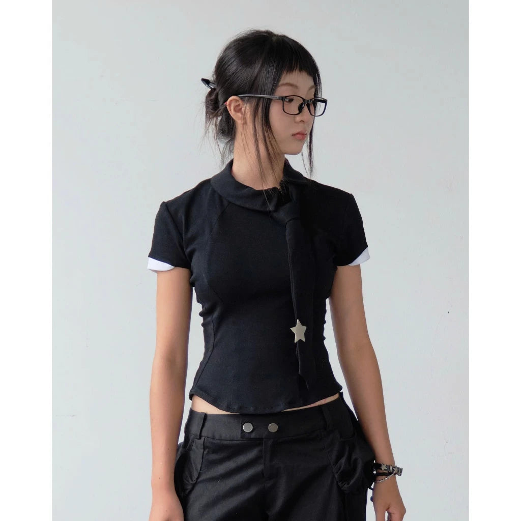 UYU.label Shugo Asymatrical Collar with Tie (Pre-order)