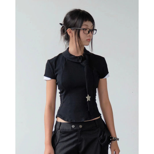 UYU.label Shugo Asymatrical Collar with Tie (Pre-order)