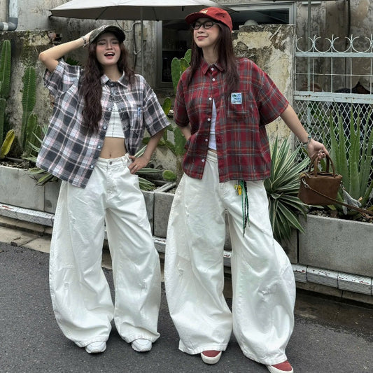 Ssstore.Aesthetic Wide-Leg Jeans