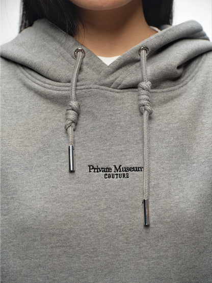 Wearetheprivate Gray Hoodie Embroidered Logo