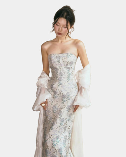 Dermond Crystal Bloom Brocade Dress