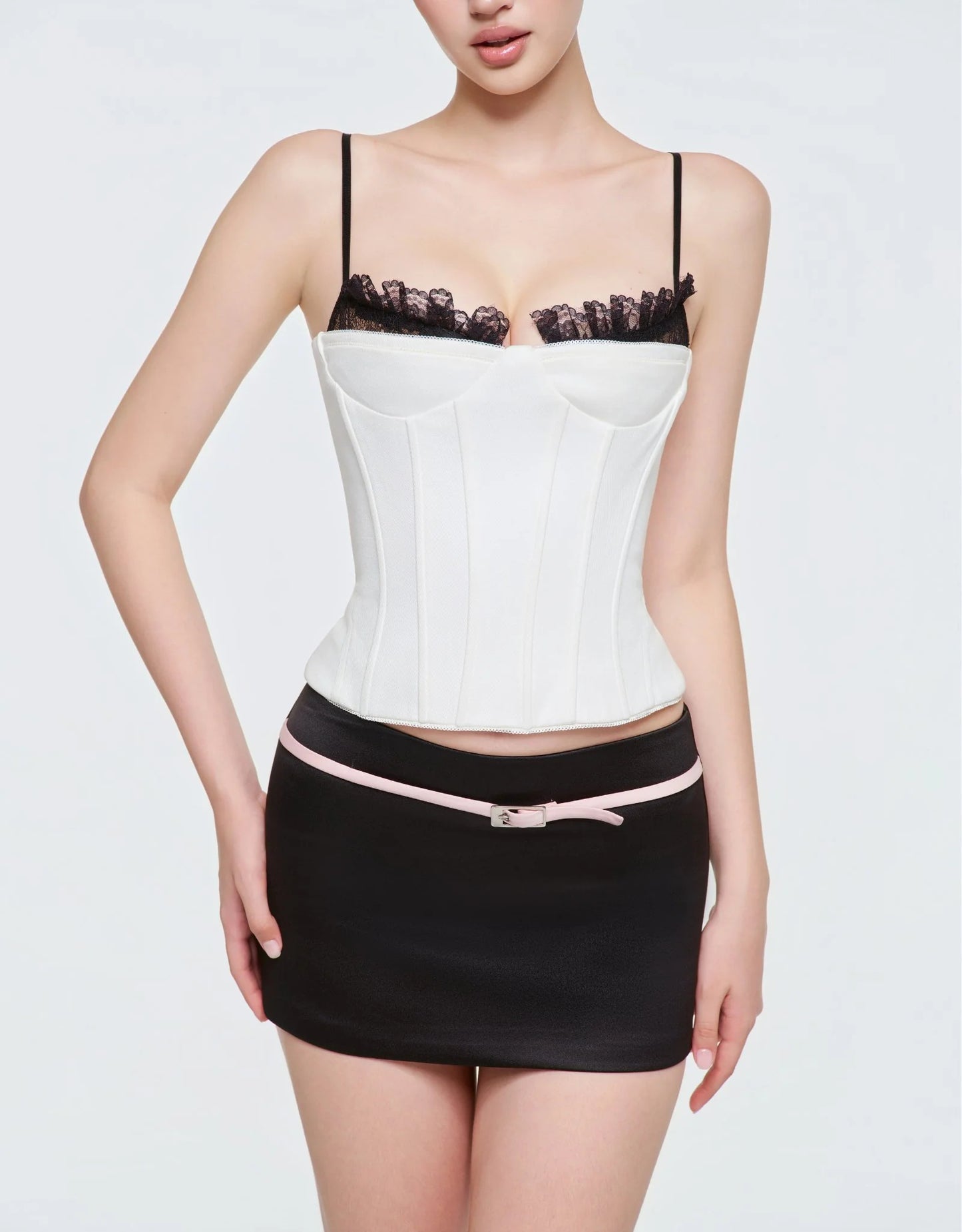 Eminist Lace Corset - Belted Mini Skirt