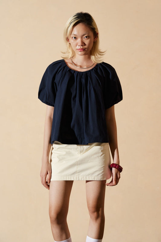 Libe Navy Puff Sleeve Top (Pre-order)