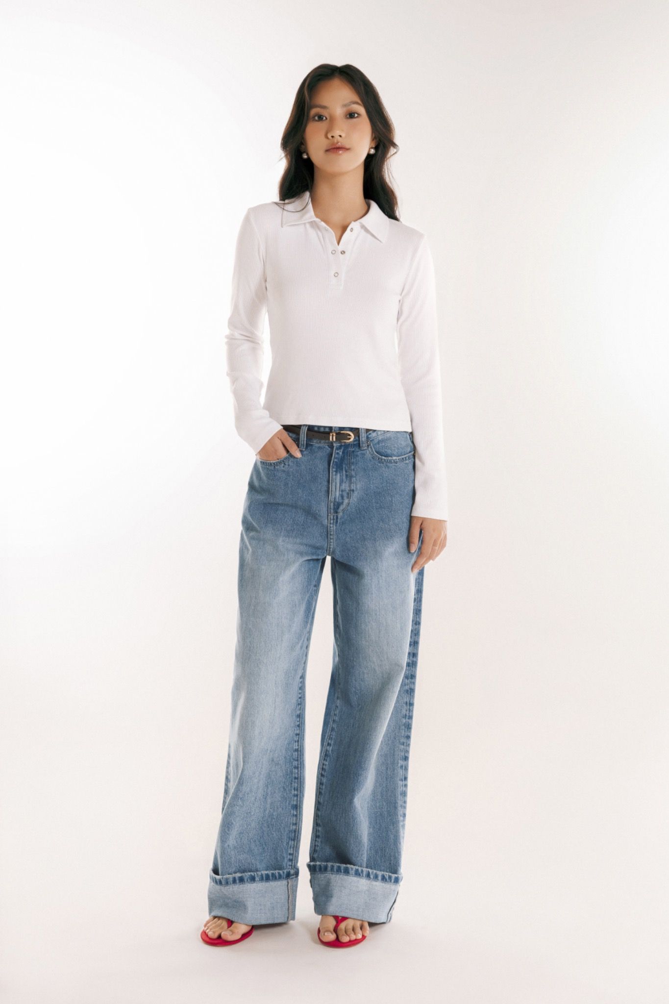 Libe Long Sleeves Polo Top (Pre-order)