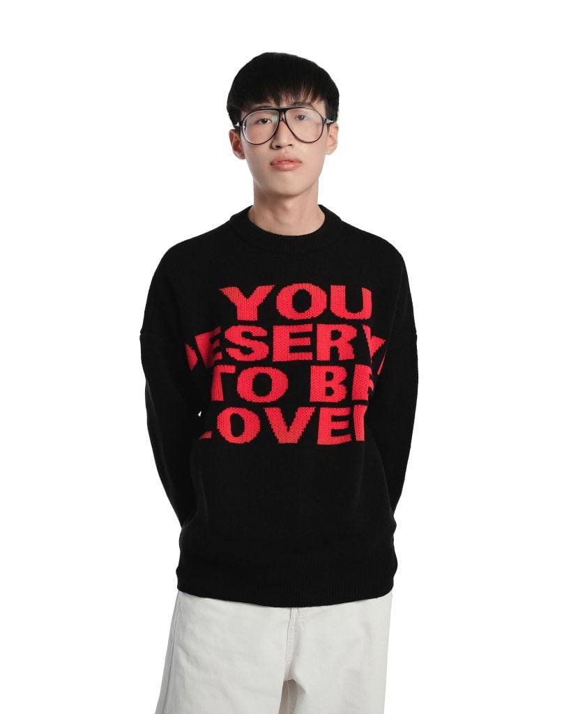 138Cknit You Deserve To Be Loved Knit Sweater