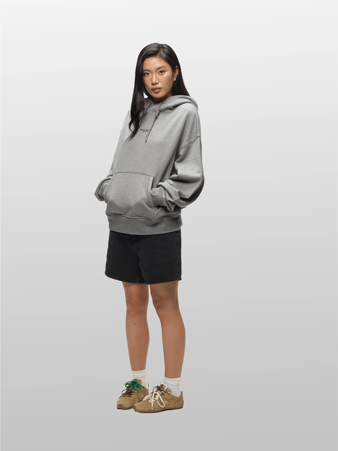 Wearetheprivate Gray Hoodie Embroidered Logo