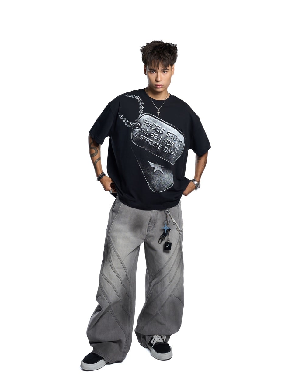 Hades Crisscross Wash Jeans