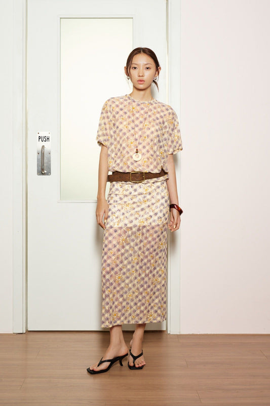 Libe Printed Lace Midi Skirt (Pre-order)
