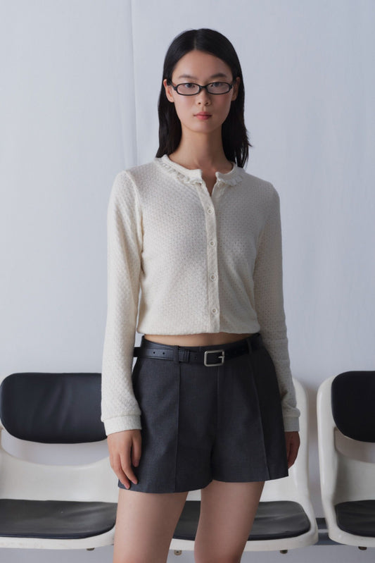 Libe Ivory Lace Trim Cardigan (Pre-order)