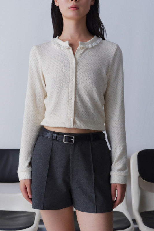 Libe Ivory Lace Trim Cardigan (Pre-order)