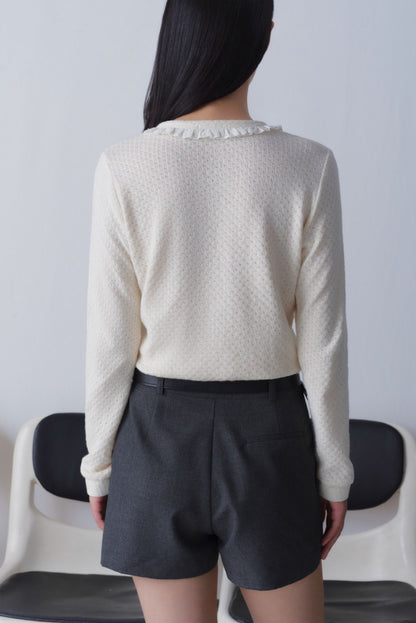 Libe Ivory Lace Trim Cardigan (Pre-order)