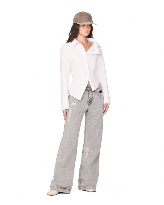 The Beuter Wmns Asymmetric Shirt - Off-White