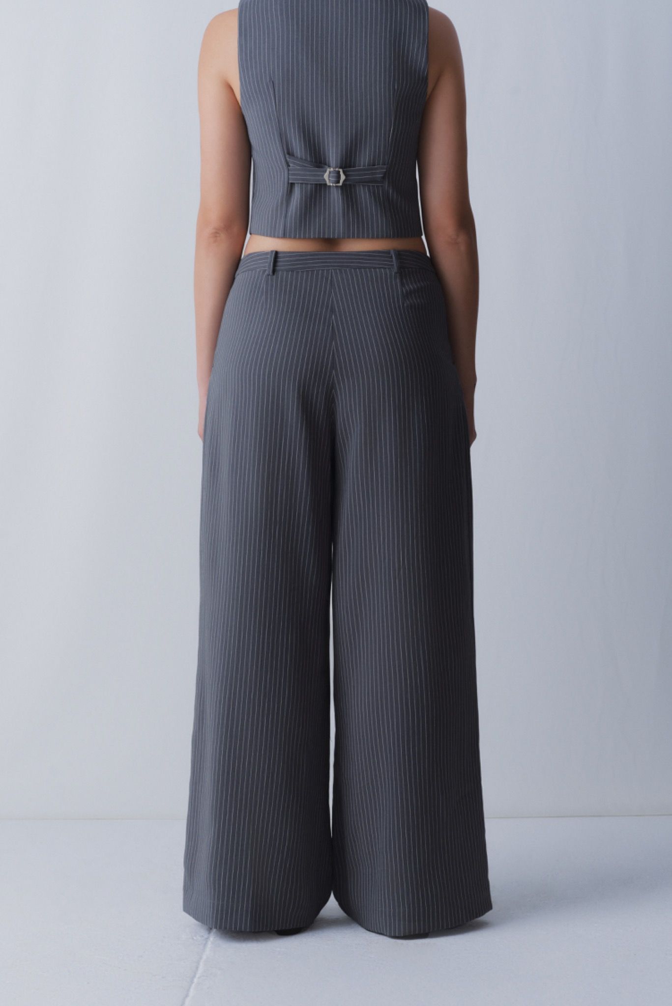 Libe Grey Wide Leg Trousers (Pre-order)