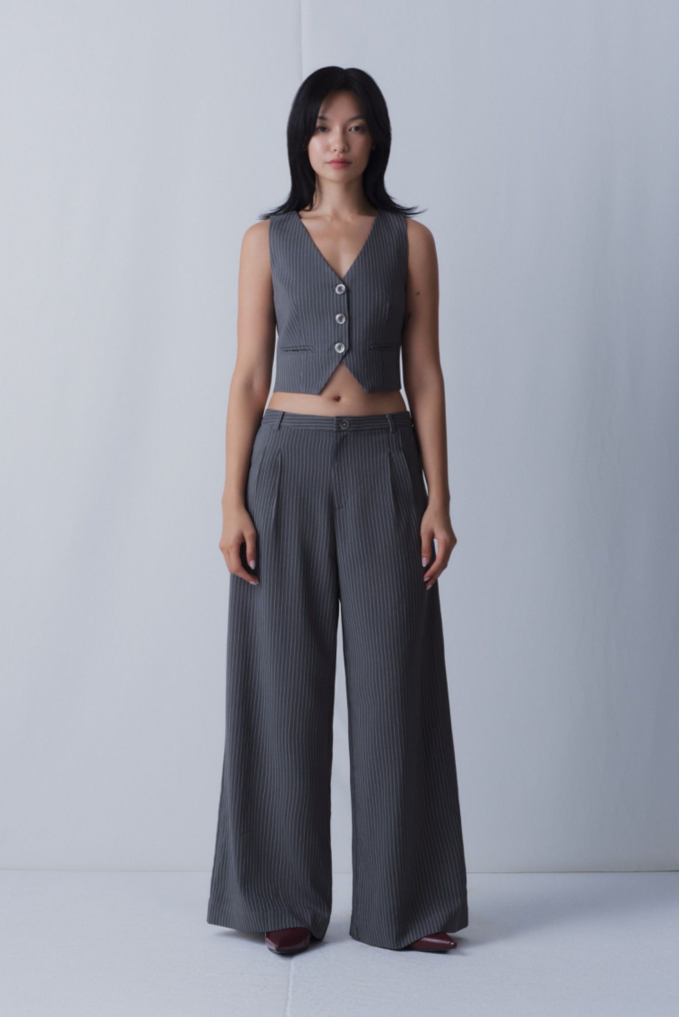 Libe Grey Wide Leg Trousers (Pre-order)