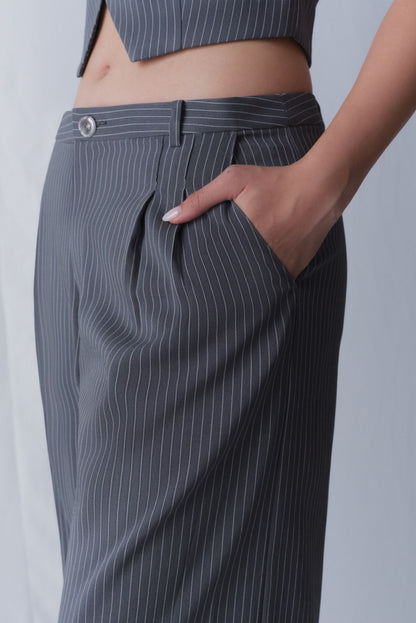 Libe Grey Wide Leg Trousers (Pre-order)