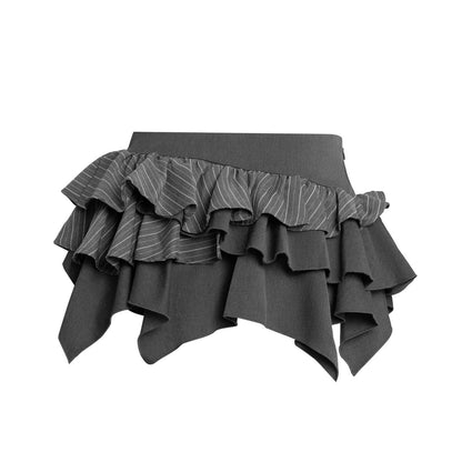 Tsun Ruffle Asymmetrical Mini Skirt Grey - Delivery within 48 hours