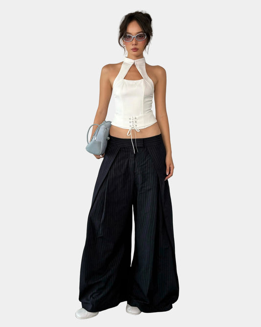 Aiai Studio Wide Leg Pinstriped Trousers