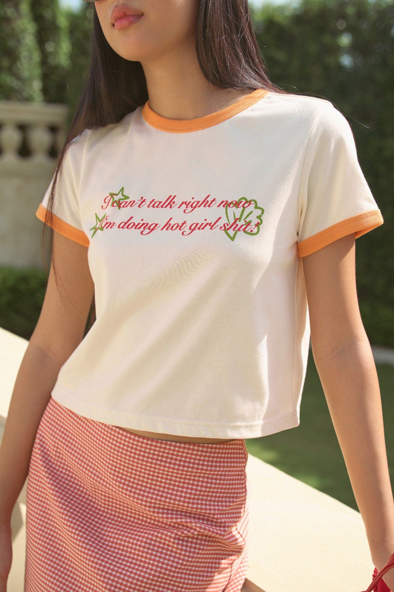 Libe Cream Orange Neckline Printed Baby Tee (Pre-order)