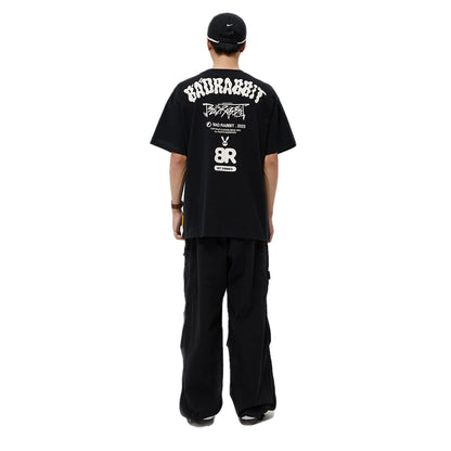 Bad Rabbit Club Heart Pattern Rabbit Tee - Black