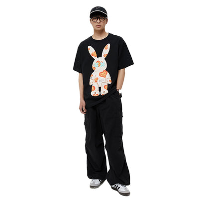 Bad Rabbit Club Heart Pattern Rabbit Tee - Black