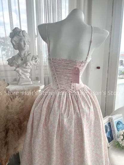 Han's Store Rosé Floral Corset Dress