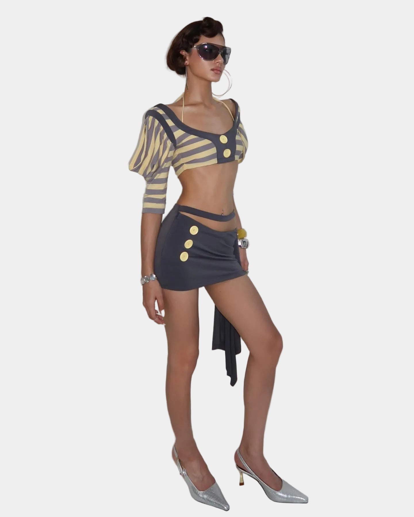 Lussera.Vita Button Stripe Top