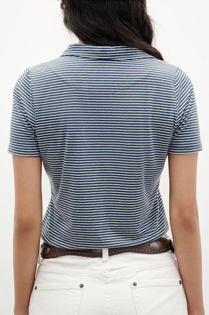 Libe Blue Striped Polo Top (Pre-order)