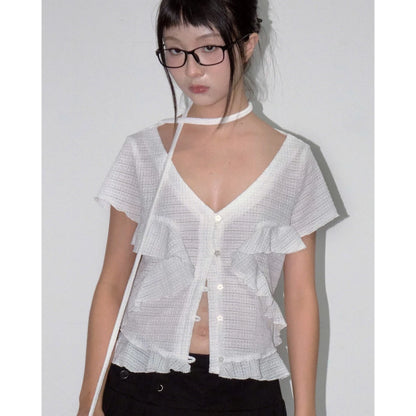 UYU.label Hikari Ruffle Top with Thin Scarf (Pre-order)