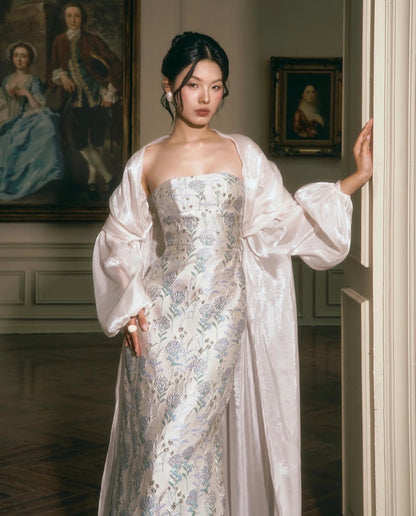 Dermond Crystal Bloom Brocade Dress