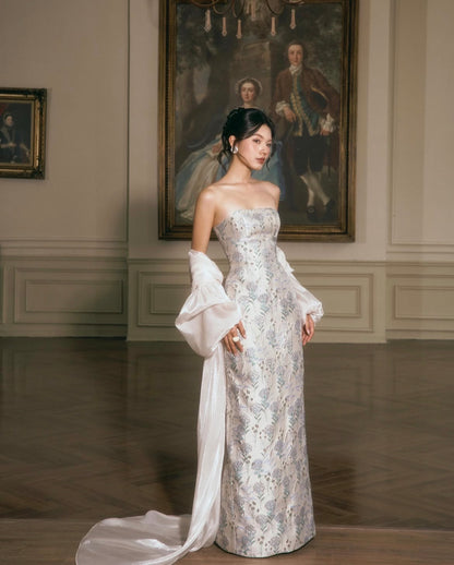Dermond Crystal Bloom Brocade Dress