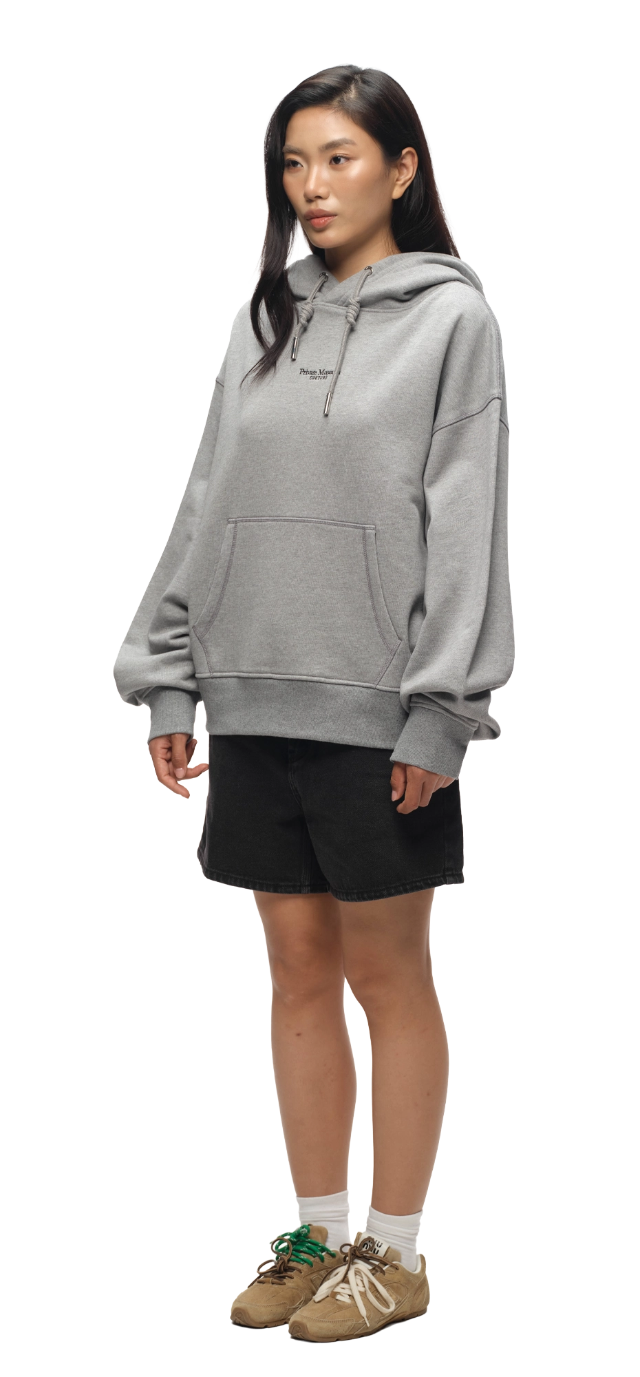 Wearetheprivate Gray Hoodie Embroidered Logo