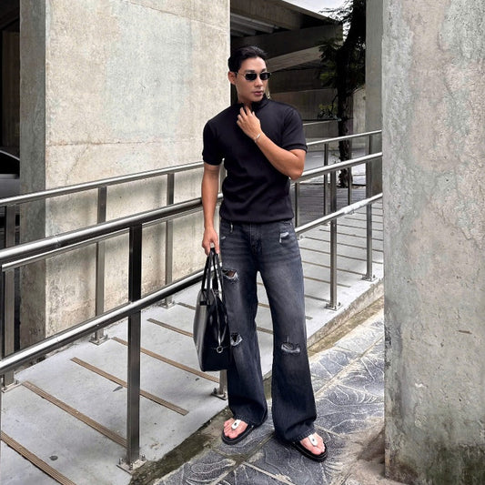 WHOSE Ash Slash Baggy Jeans (Pre-order)