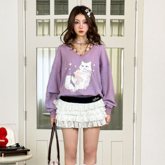 Aiai Studio Furry Angel Collar Sweater