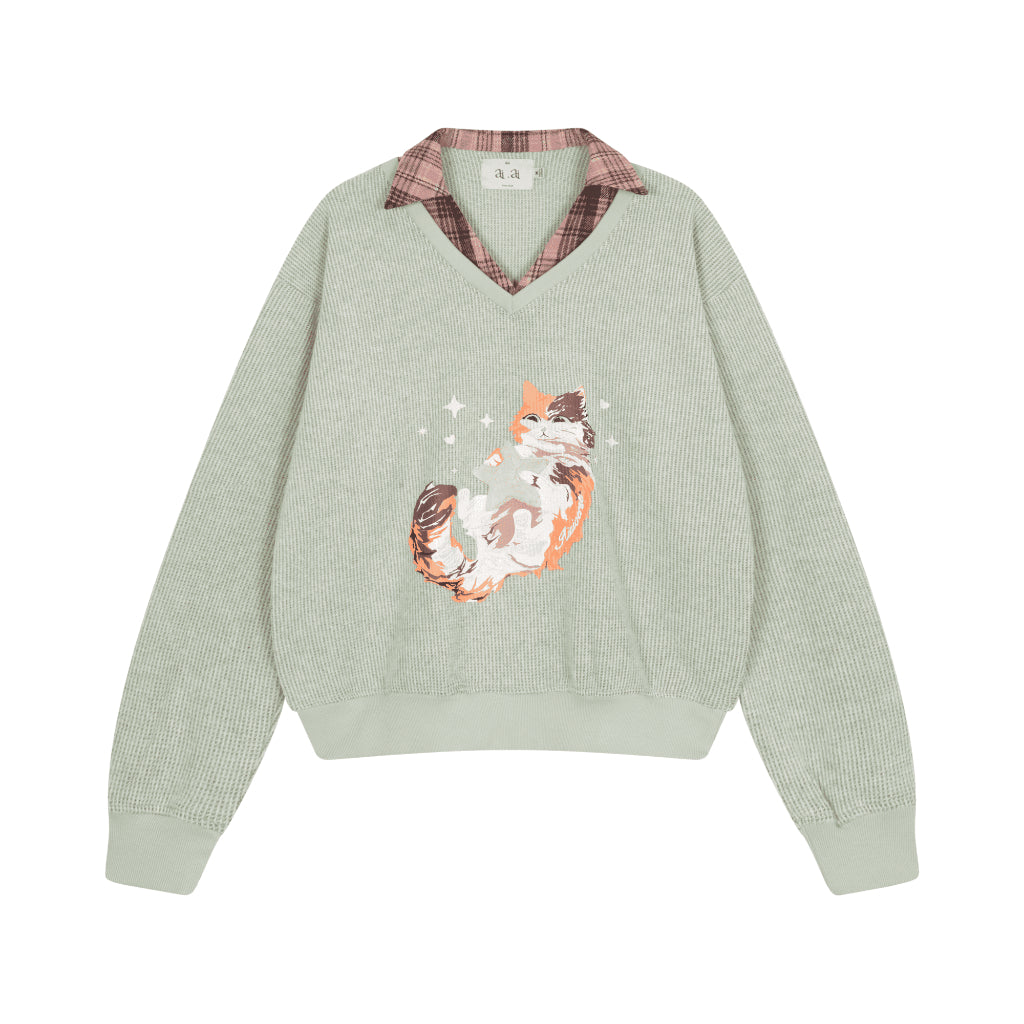 Aiai Studio Furry Angel Collar Sweater