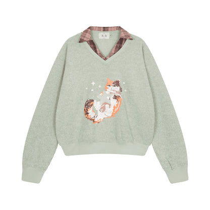 Aiai Studio Furry Angel Collar Sweater