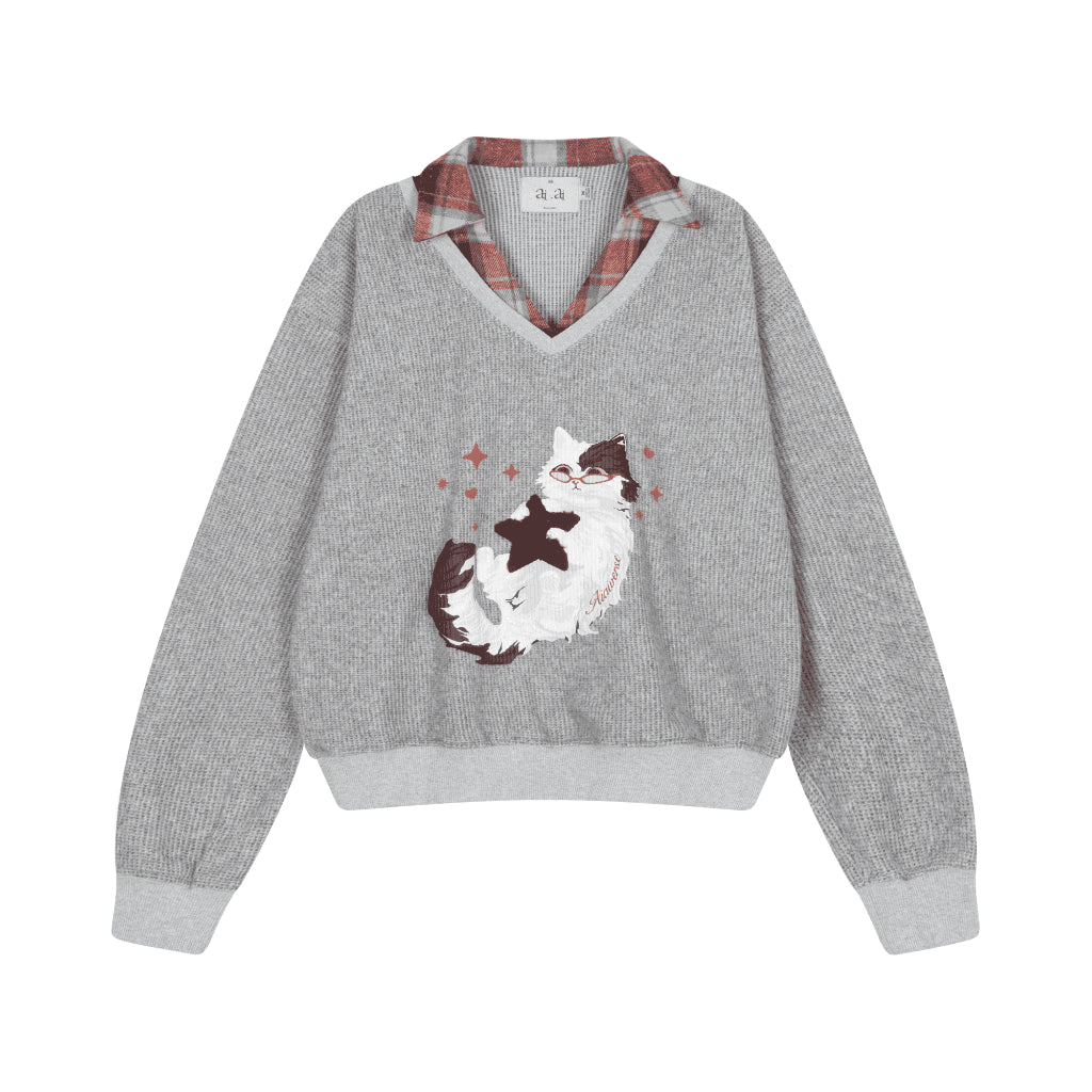 Aiai Studio Furry Angel Collar Sweater