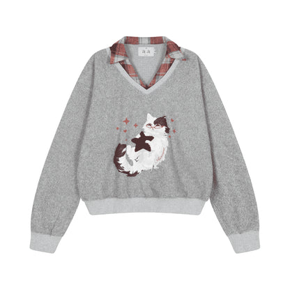Aiai Studio Furry Angel Collar Sweater