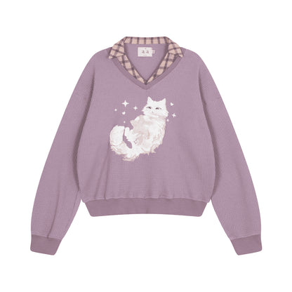 Aiai Studio Furry Angel Collar Sweater