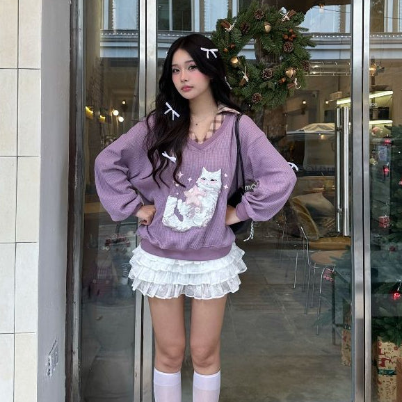 Aiai Studio Furry Angel Collar Sweater
