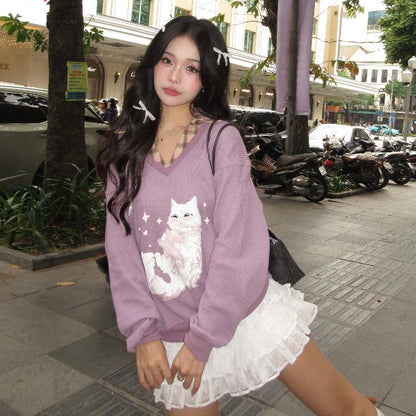 Aiai Studio Furry Angel Collar Sweater