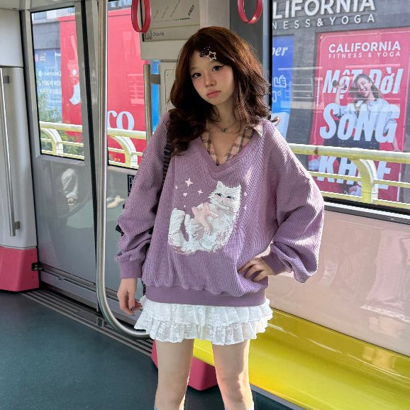 Aiai Studio Furry Angel Collar Sweater