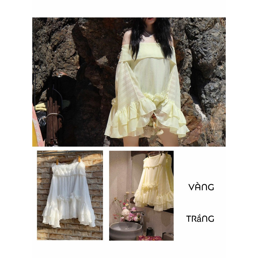 Aguja Amiee Off-Shoulder Puff Sleeve Dress (Pre-order)
