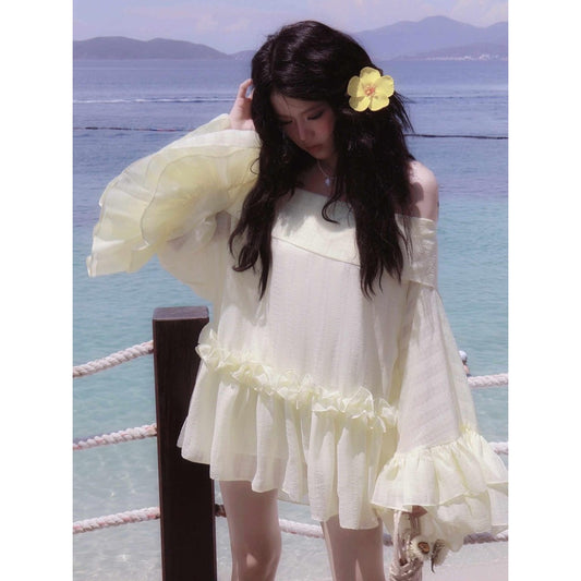 Aguja Amiee Off-Shoulder Puff Sleeve Dress (Pre-order)