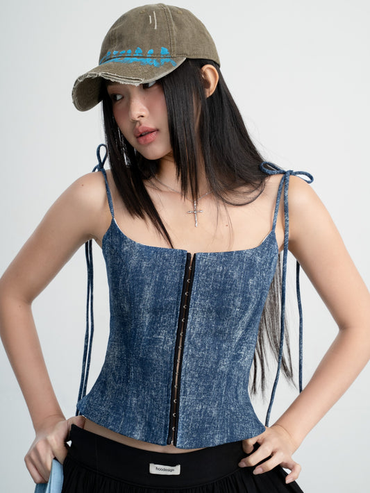 Hoo Design Blue Denim Wash Top