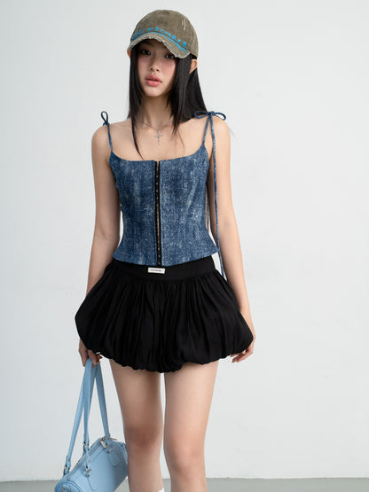 Hoo Design Blue Denim Wash Top