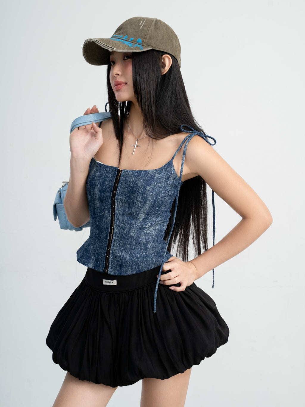 Hoo Design Blue Denim Wash Top